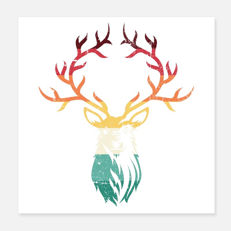 Gradient Deer Antlers Poster 8" x 8" (20x20 cm)