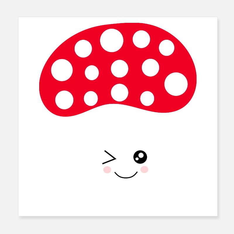 Kawaii, champignon, crapaud Poster 20 x 20 cm