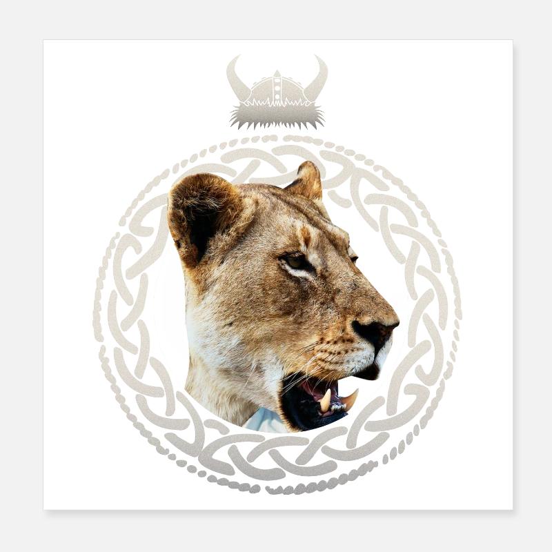 Wikinger Löwin Poster 20x20 cm