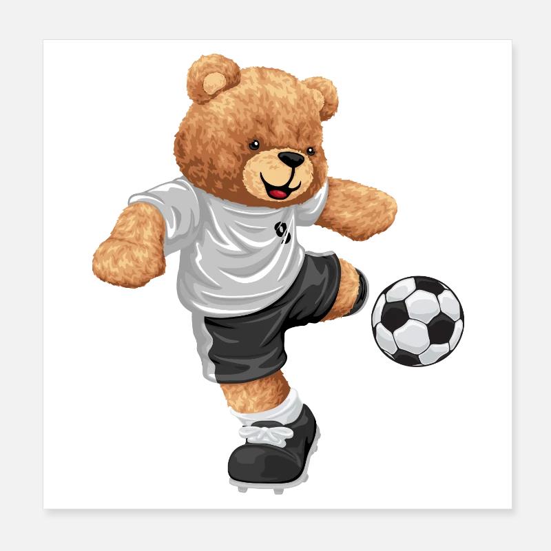 Teddy Kicker im Fußballlook Poster 20x20 cm