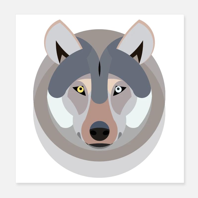 Wolf als Grafik Poster 20x20 cm