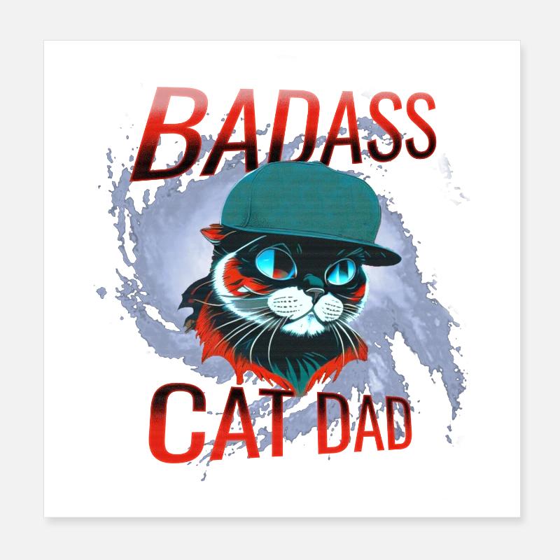 Chat, propriétaire de chat, père chat Poster 20 x 20 cm