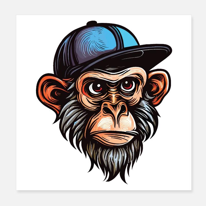 Funny Monkey Poster 8" x 8" (20x20 cm)