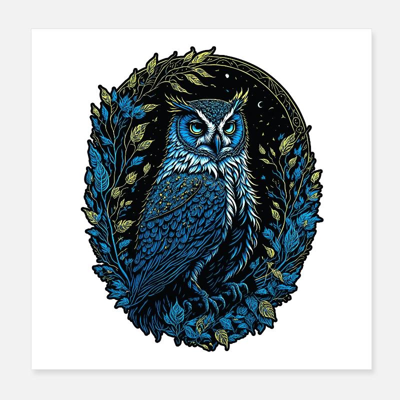 Hibou Grand Duc Poster 20 x 20 cm