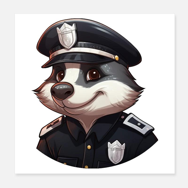 Badger Policewoman Poster 8" x 8" (20x20 cm)