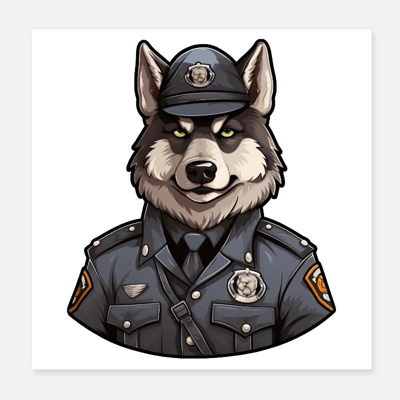 Police Wolf Poster 8" x 8" (20x20 cm)