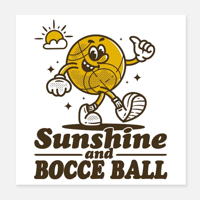 Soleil et boule de pétanque avec Jack Bocci jeu de pétanque Poster 20 x 20 cm