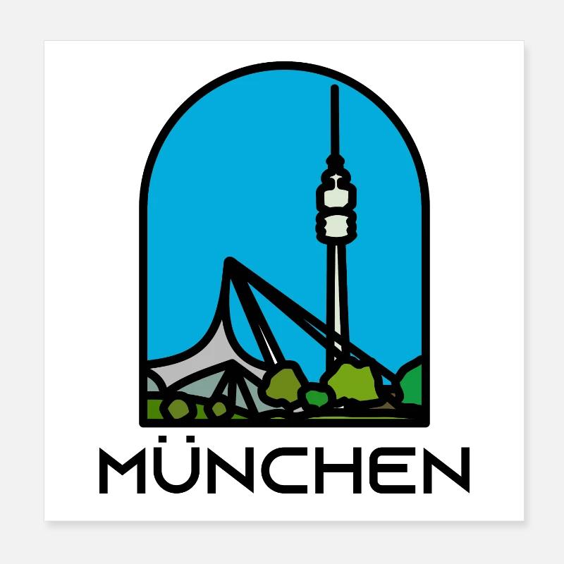 Munich - Tower Poster 8" x 8" (20x20 cm)
