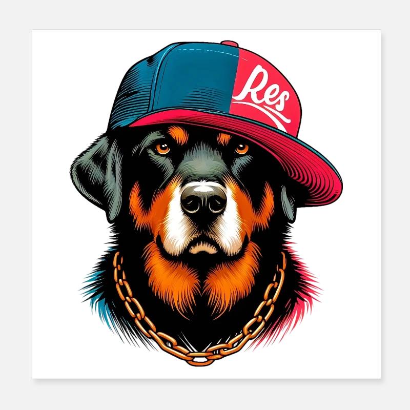 Hund mit Hut Poster 20x20 cm