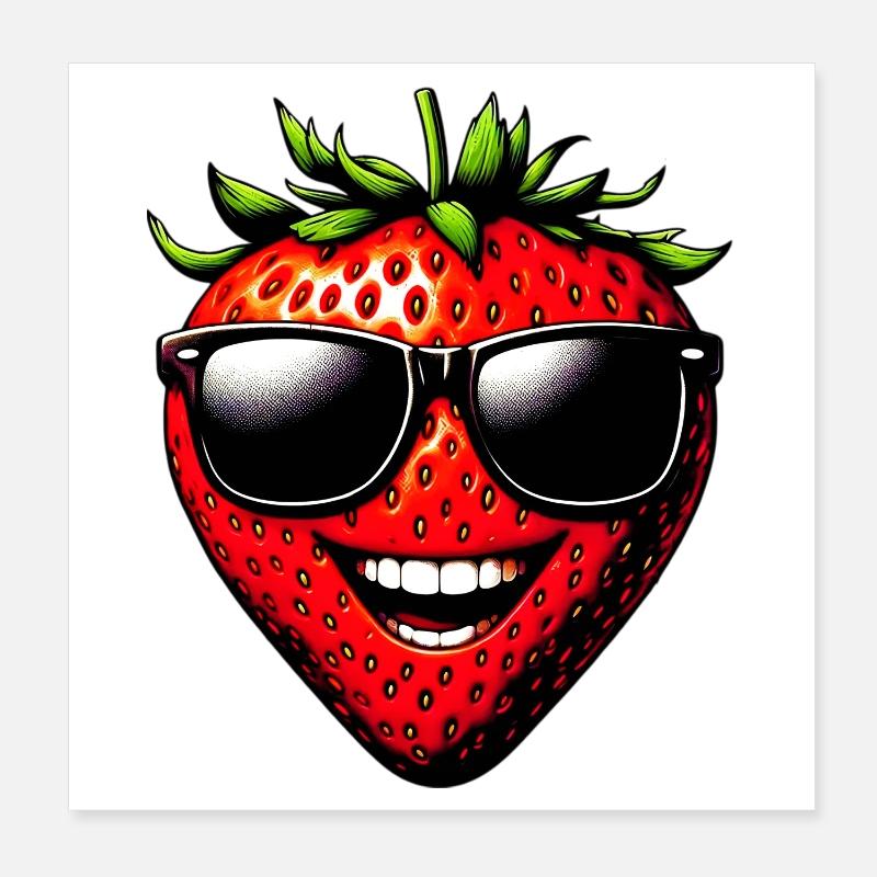 Fraise avec lunettes de soleil Poster 20 x 20 cm
