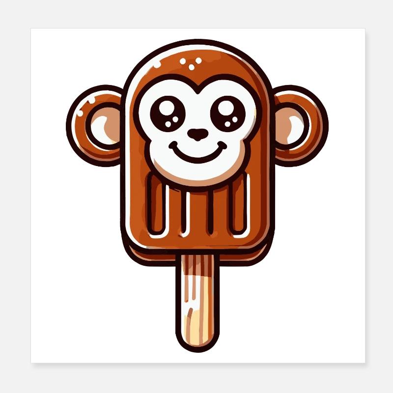 Une glace en forme de singe souriant Poster 20 x 20 cm