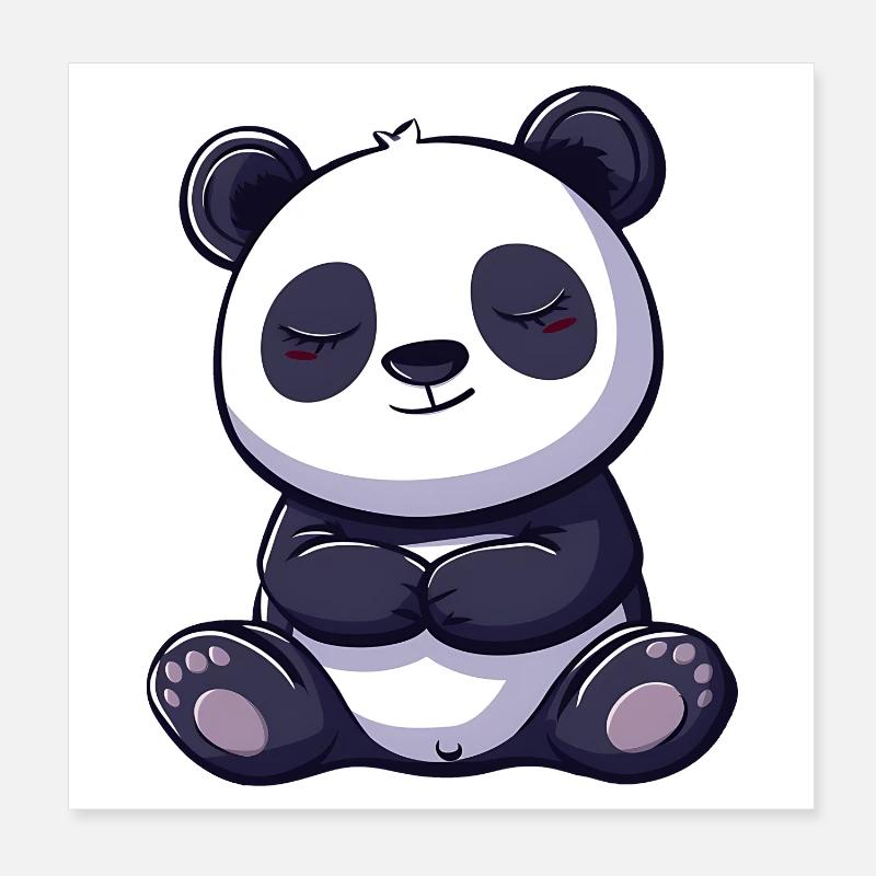 Cute Panda Cartoon Illustration Poster 8" x 8" (20x20 cm)