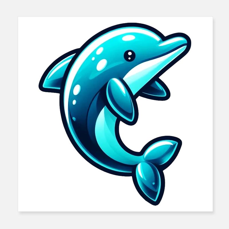 Dolphin Poster 8" x 8" (20x20 cm)