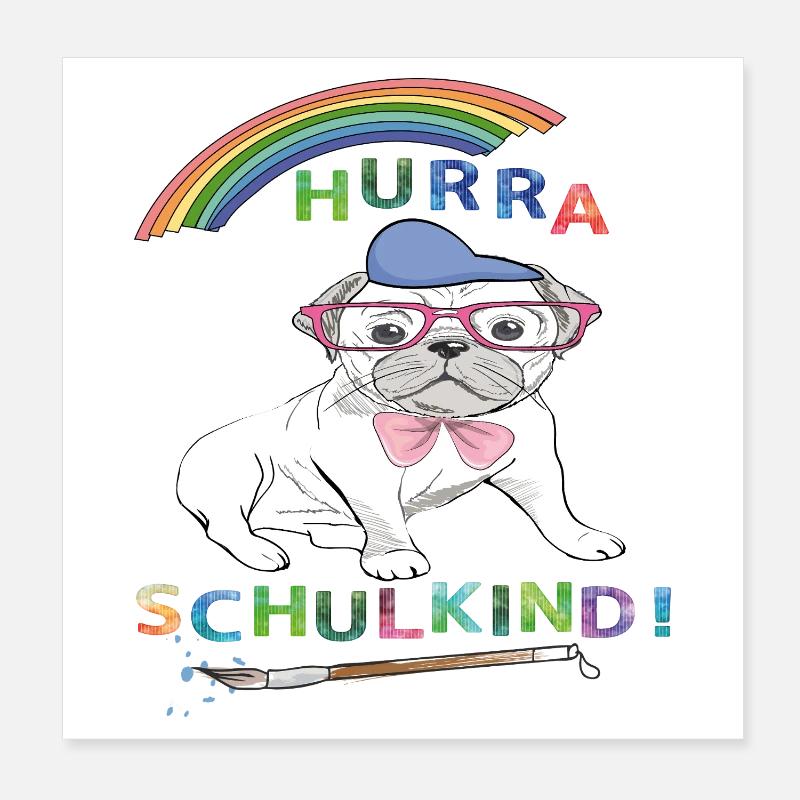 Hourra l’écolier Poster 20 x 20 cm