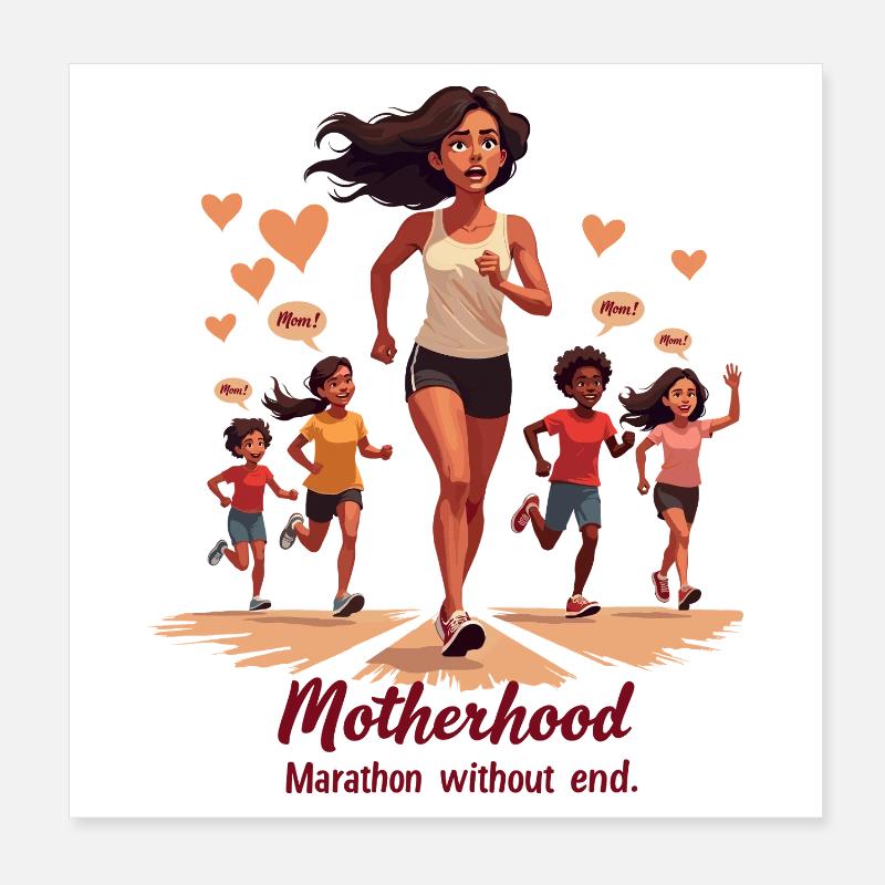 Muttersein: Marathon ohne Ende. Poster 20x20 cm