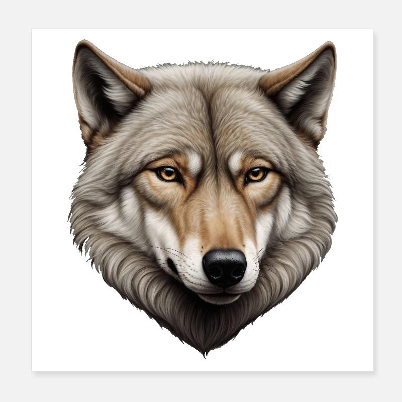 Lone Wolf – Detailliertes Tierporträt Poster 20x20 cm