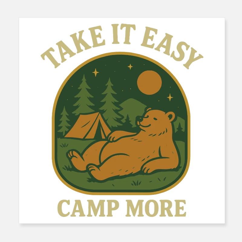 Motif d’ours douillet pour le camping Poster 20 x 20 cm