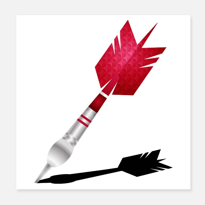 Roter Dartpfeil mit Schatten Poster 20x20 cm