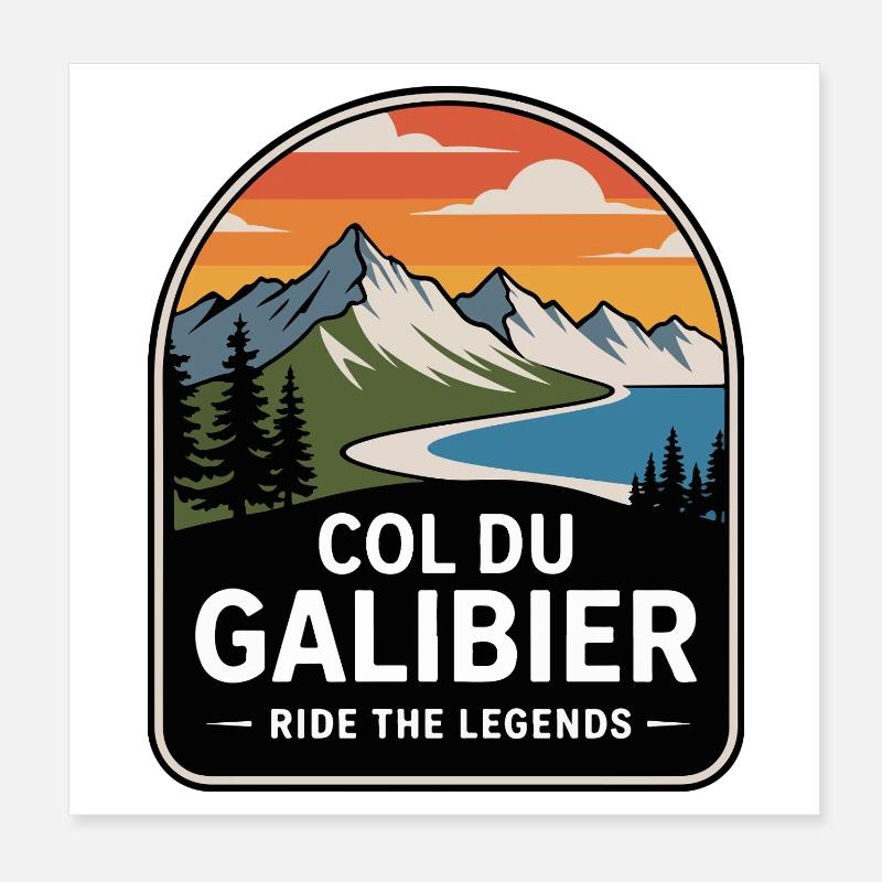 Col du Galibier Cycling Panel Poster 8" x 8" (20x20 cm)