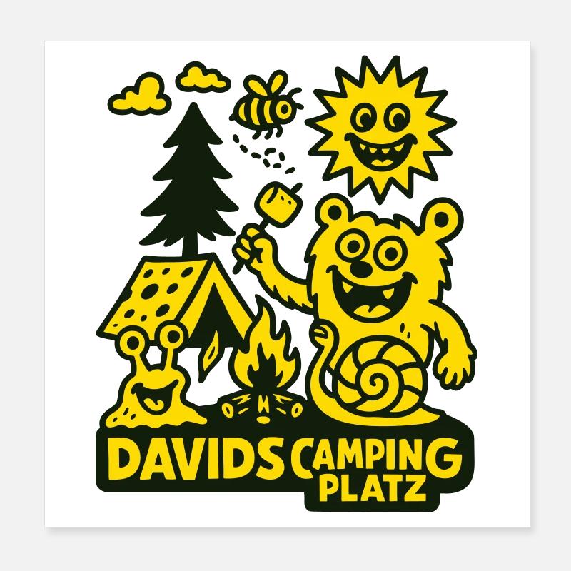 Le camping de David Poster 20 x 20 cm