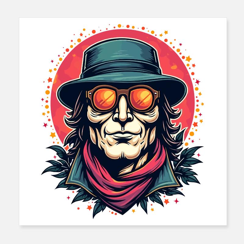 Mystischer Hipster mit Sonnenbrille Poster 20x20 cm