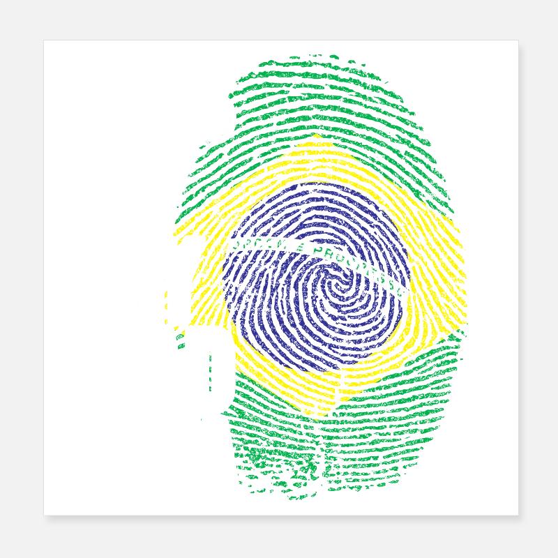 Drapeau Brésil Empreinte Papa Brésilien Poster 20 x 20 cm