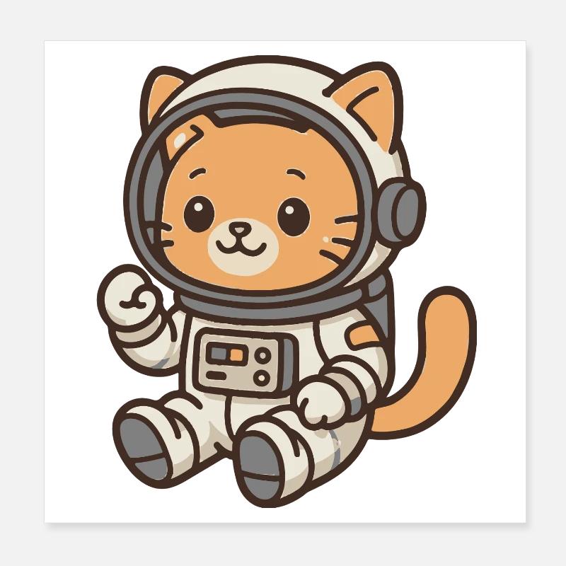 Chaton dans un casque d’astronaute Poster 20 x 20 cm