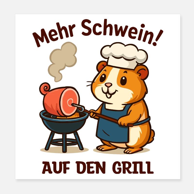 Plus de cochon ! Sur le gril Poster 20 x 20 cm