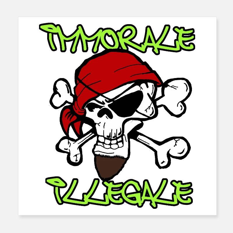 Skull Pirate TShirt Design Poster 8" x 8" (20x20 cm)