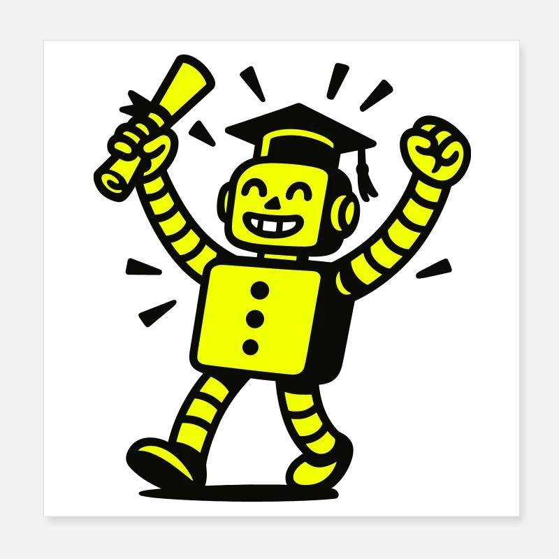 Robot Diploma Poster 8" x 8" (20x20 cm)