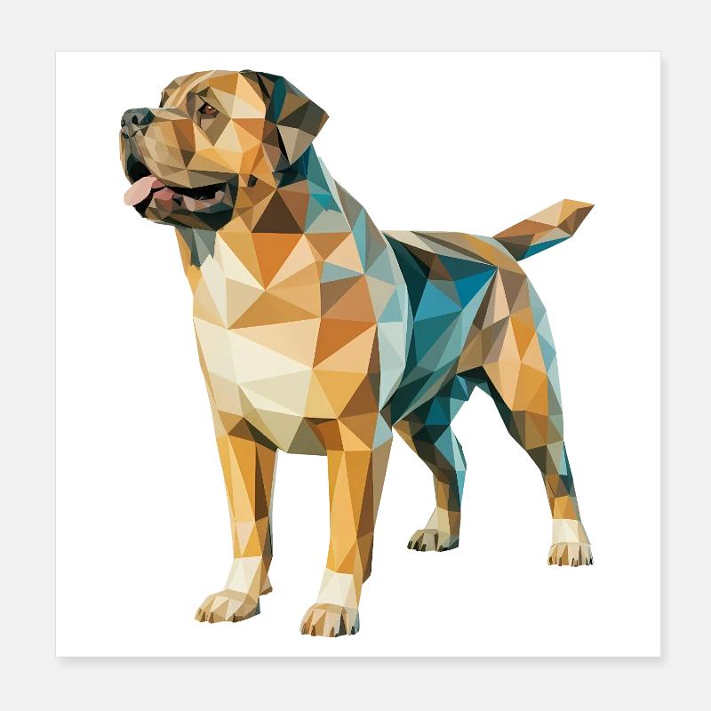 Rottweiler - Cool Low Poly Logo Poster 20 x 20 cm