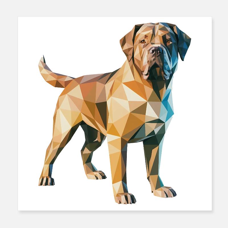 Brauner Hund - Cooles Low-Poly-Logo Poster 20x20 cm