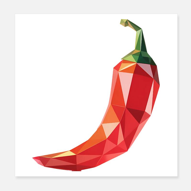 Piment - Cool Low Poly Logo Végétal Poster 20 x 20 cm