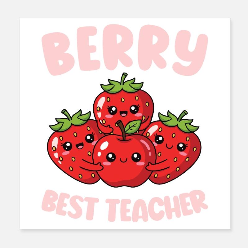 Berry Best Teacher Enseignant du primaire Poster 20 x 20 cm