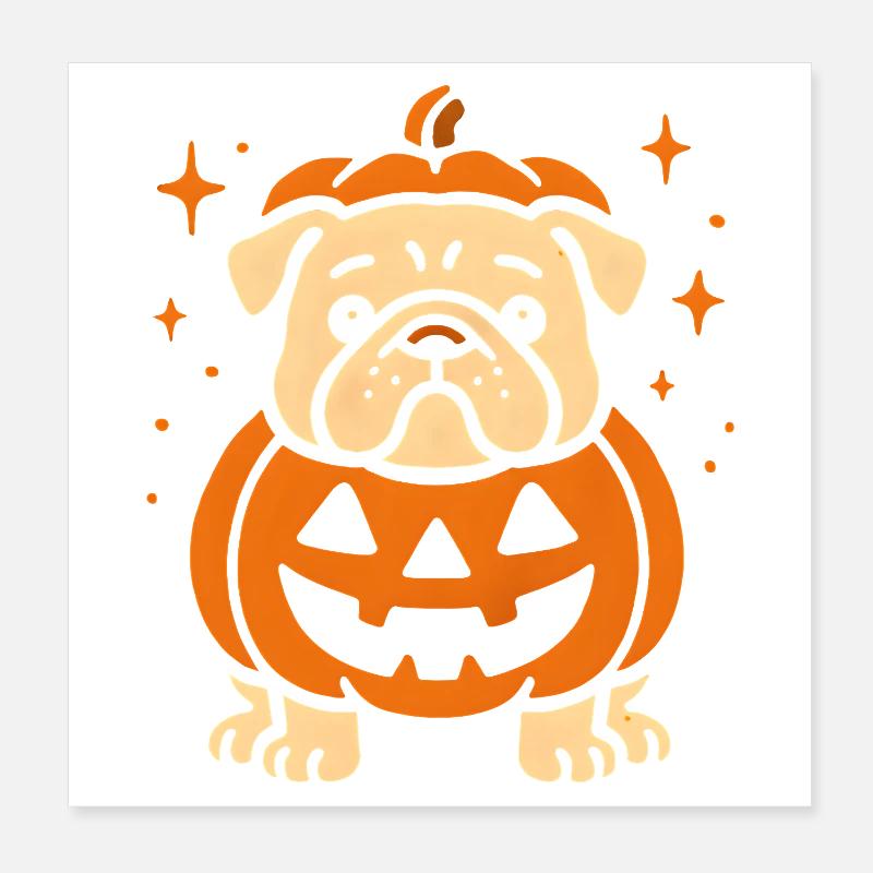 Jack-o-Lantern Pumpkin Dog Poster 8" x 8" (20x20 cm)