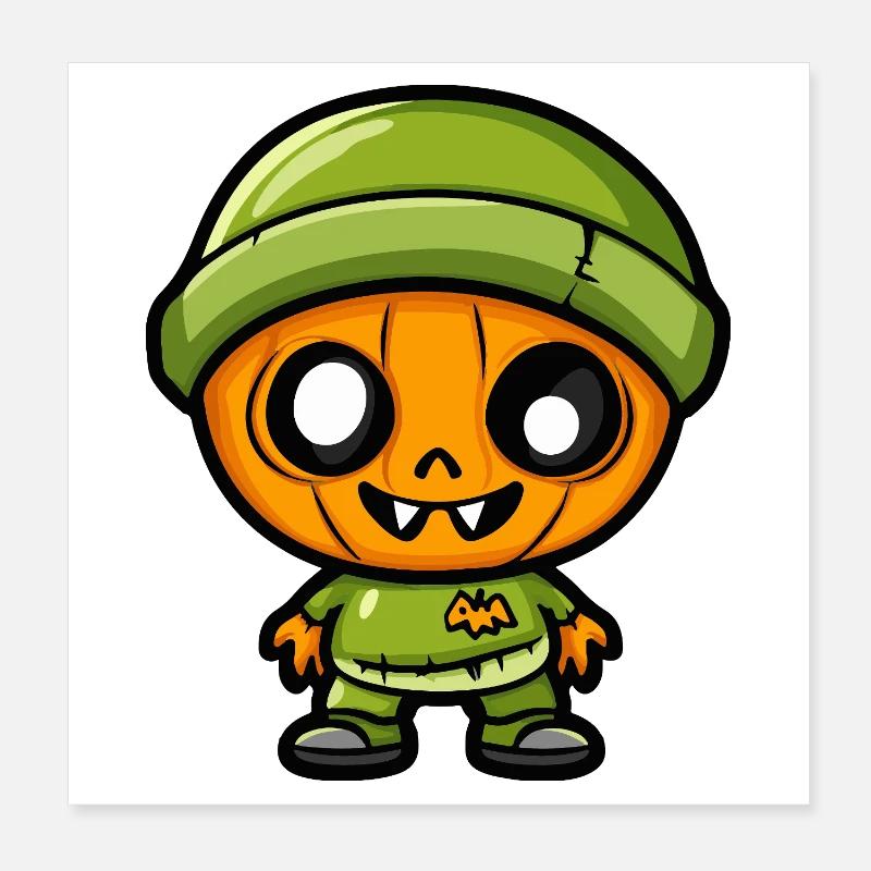 Zombie Halloween Niedlich Comic Poster 20x20 cm