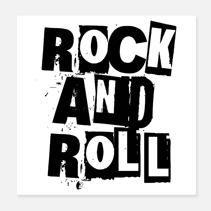 Rock and Roll découpé Typographie Design Poster 20 x 20 cm