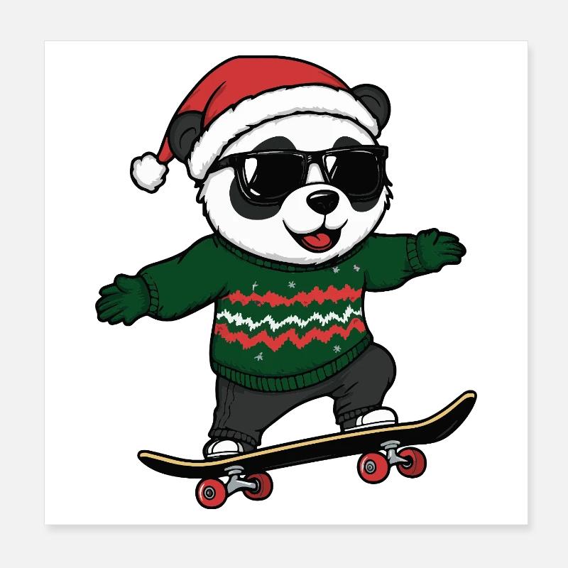 Panda Noël Drôle Poster 20 x 20 cm