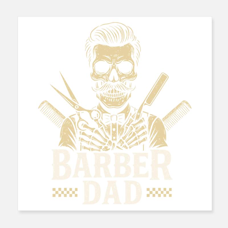 Père Barber Papa Barbier Coiffeur Poster 20 x 20 cm