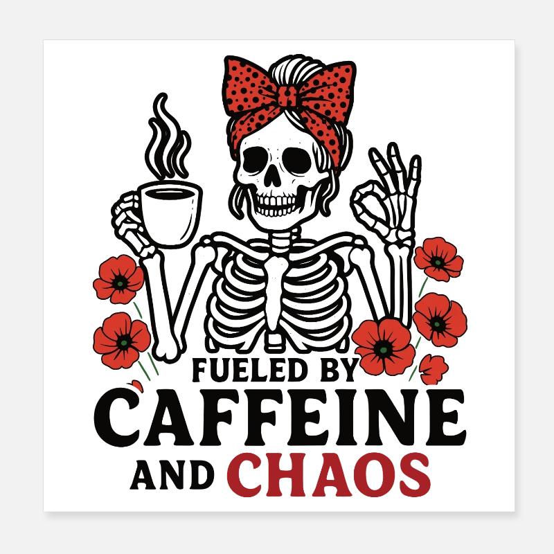 Mère Caféine Maman Squelette Café Poster 20 x 20 cm