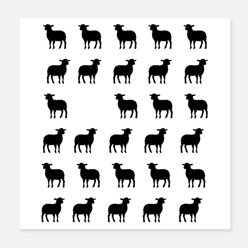 Black and White Sheep Poster 8" x 8" (20x20 cm)