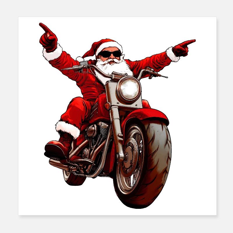 Weihnachten Motorradfahrer Poster 20x20 cm