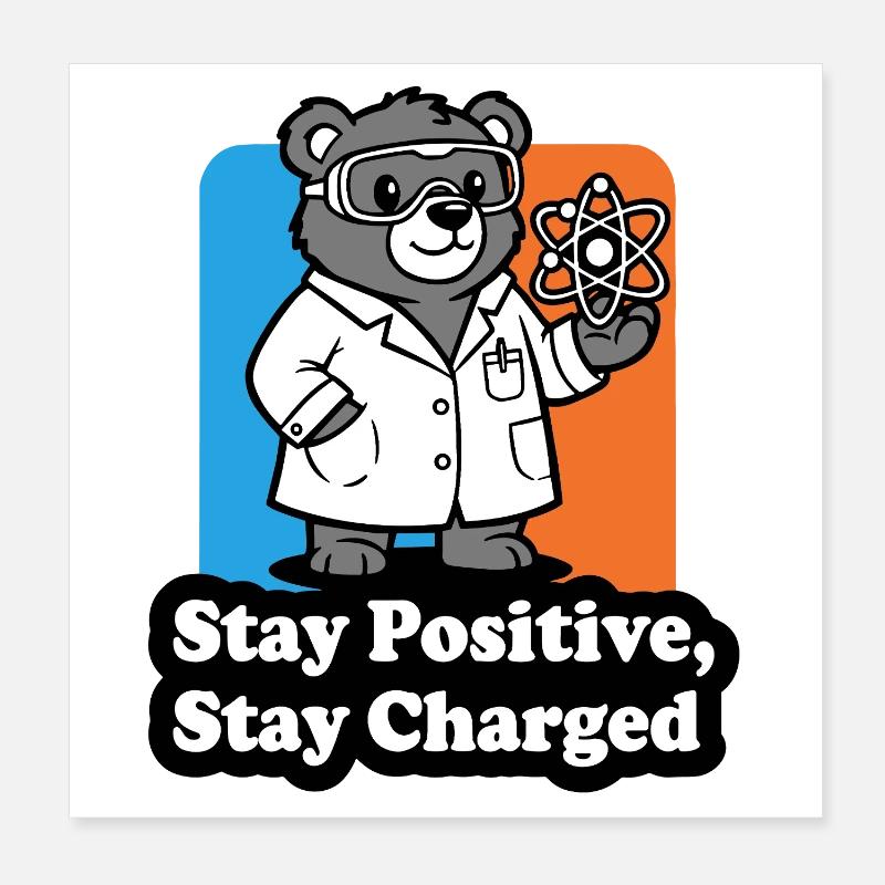 Scientifique ours avec signe atomique Poster 20 x 20 cm