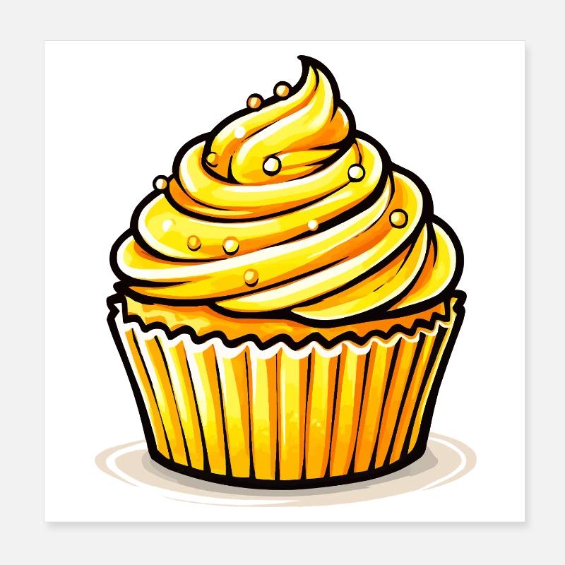 Cupcake jaune doré Poster 20 x 20 cm
