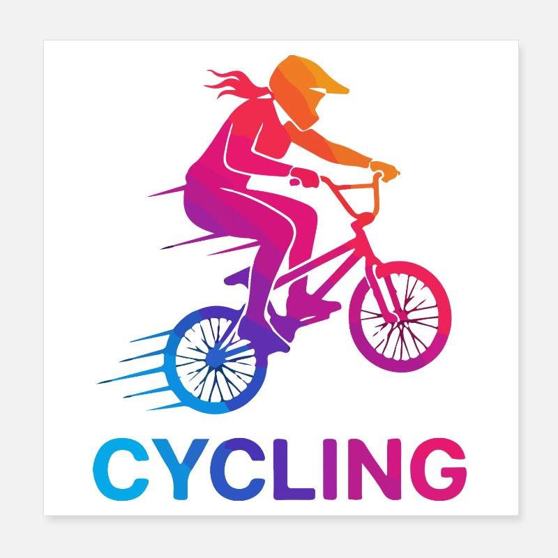 Gradient Cyclist Silhouette Poster 20x20 cm