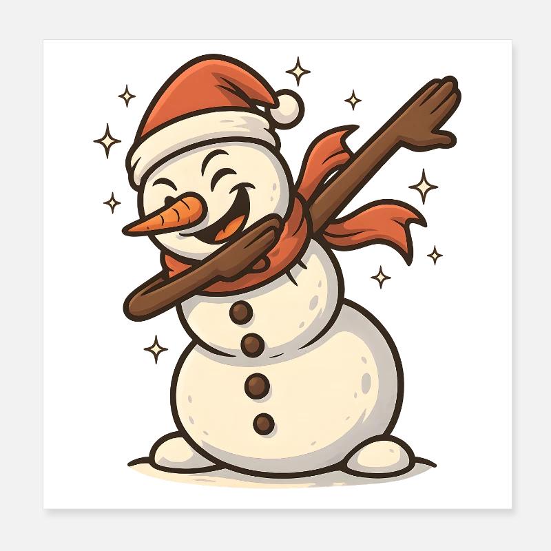 Cooler Schneemann Dab Poster 20x20 cm