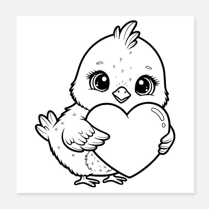 Petit poussin mignon au cœur – Design d’animal mignon Poster 20 x 20 cm