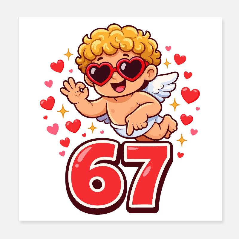 Cadeau en forme de cœur d’amour Cupid Days 67 mignon Poster 20 x 20 cm