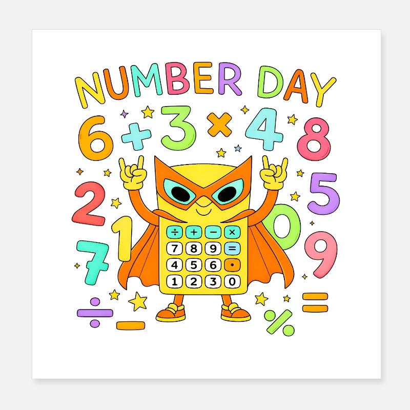 Nummer Tag Mathematik-Katzenrechner Held Poster 20x20 cm