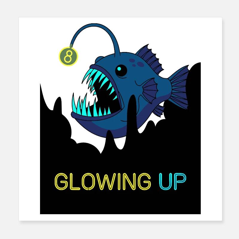 Glowing Up 8th Birthday Frogfish Poster 8" x 8" (20x20 cm)